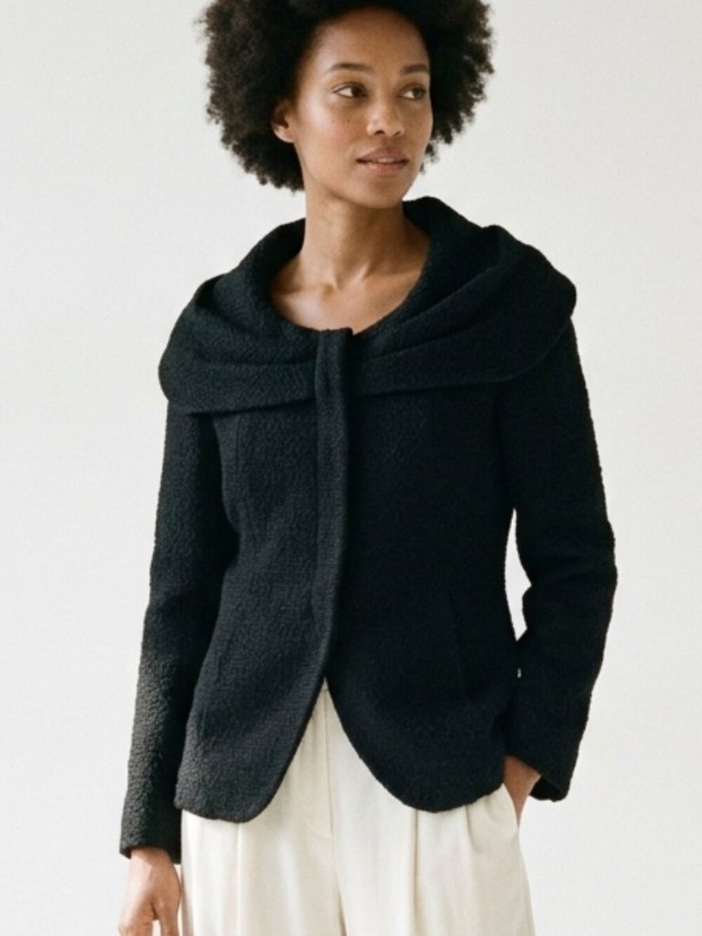 LAFAYETTE 148 NEW YORK Jacket Black Boucle Wool Portrait Collar 2
